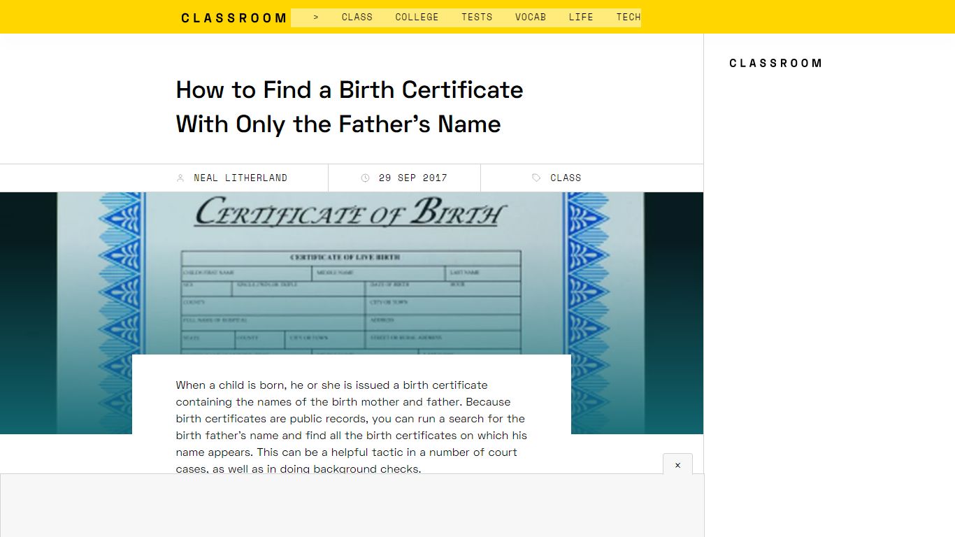 How to Find a Birth Certificate With Only the Father's Name